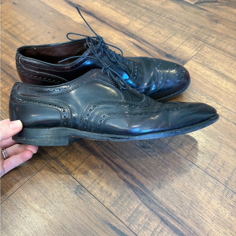 Allen Edmonds Oxford Wingtip Dress Shoe Men’s 9.5 E Black Burgundy Leather